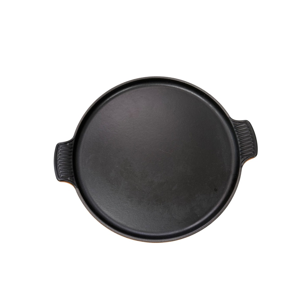 Le Creuset 12.5" Enamel Cast Iron Round Skillet Pizza Griddle Pan Flat Orange